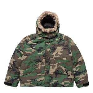 Yeezy PK-01 Camo Puffer Jacket with Faux Fur Trim
